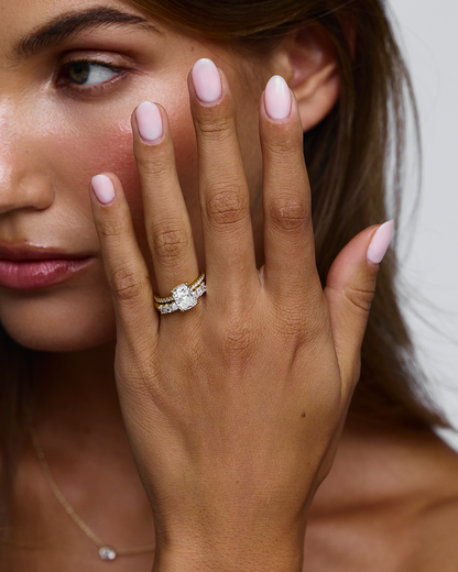 Freya- Radiant Classic Shared Claw Lab Grown Diamond Wedding Band