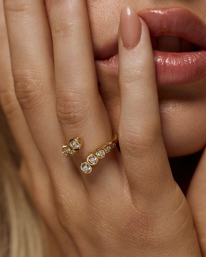 Mina- Round Open Wrap Bezel Lab Grown Diamond Wedding Band