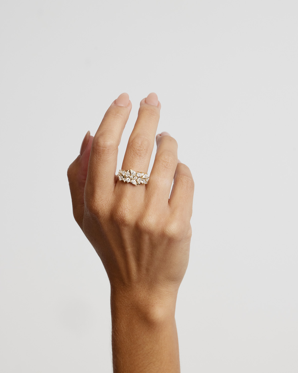 Vera- Pear & Round Cluster Lab Grown Diamond Wedding Band