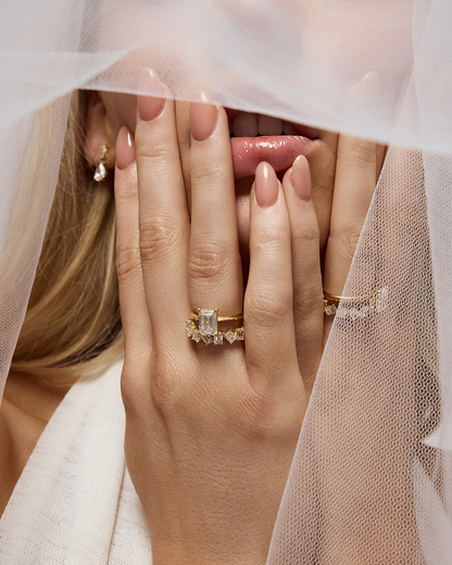 Kira- Emerald Cluster Lab Grown Diamond Wedding Band