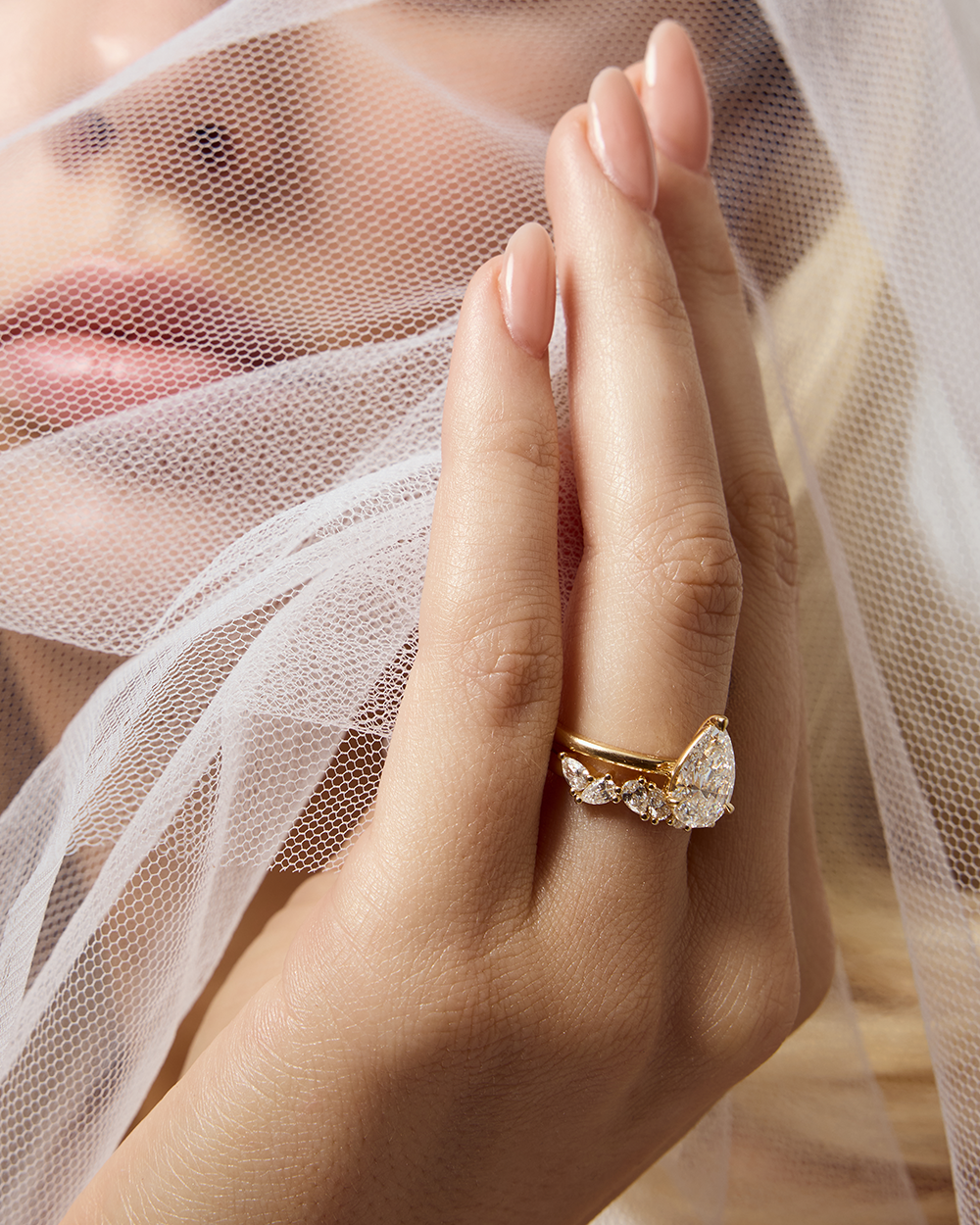 June- Pear Cluster Lab Grown Diamond Wedding Band