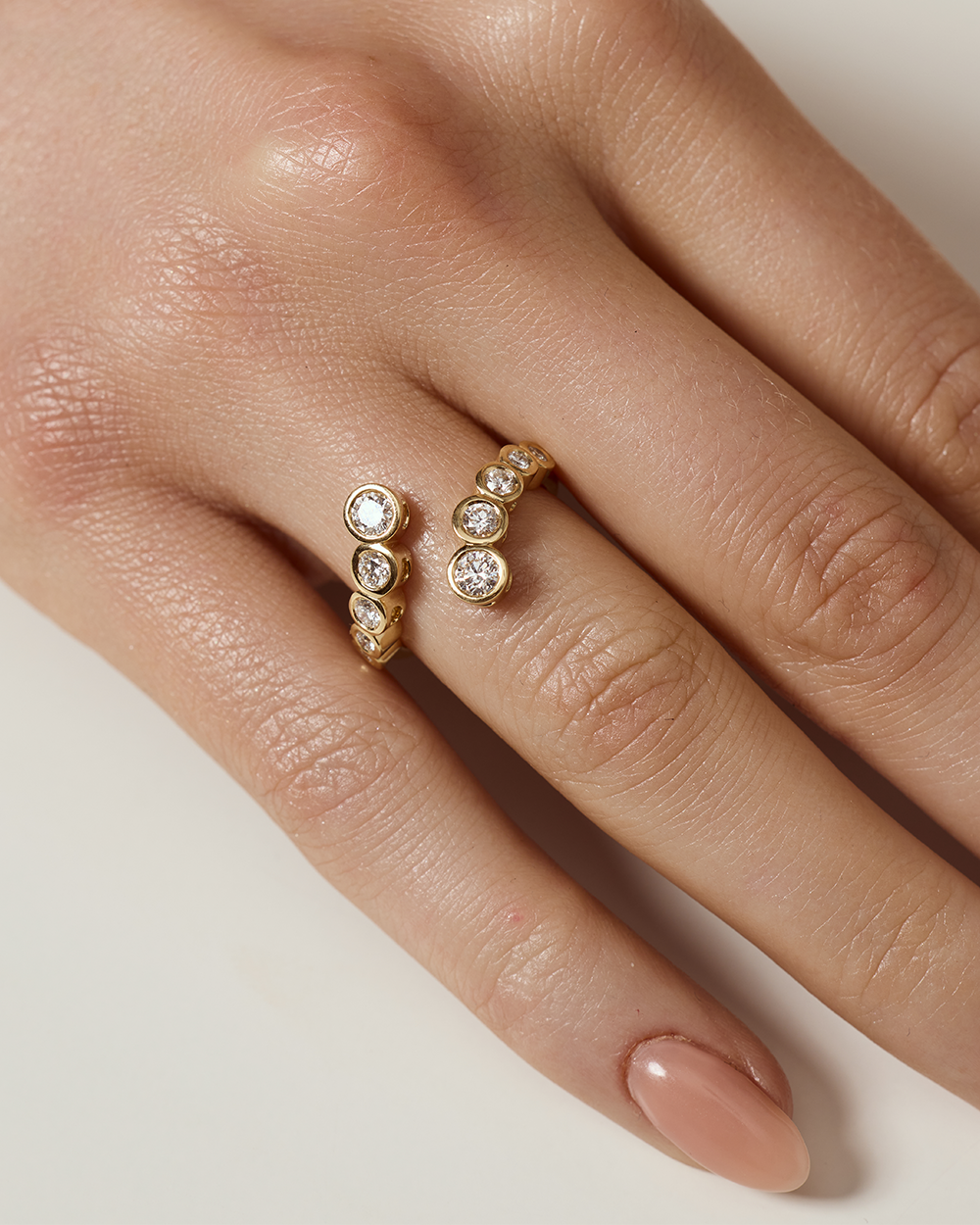 Mina- Round Open Wrap Bezel Lab Grown Diamond Wedding Band