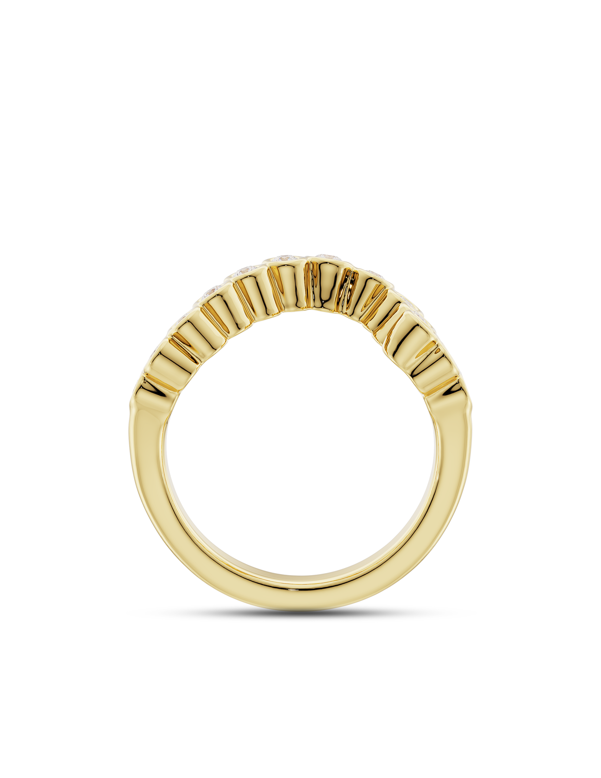 Thea- Round Bezel Curved Lab Grown Diamond Wedding Band