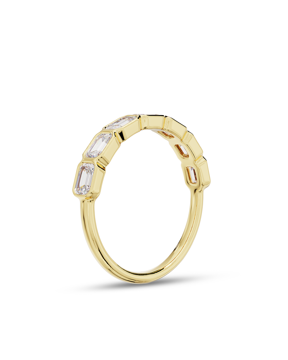 Sena- Emerald Bezel Lab Grown Diamond Wedding Band