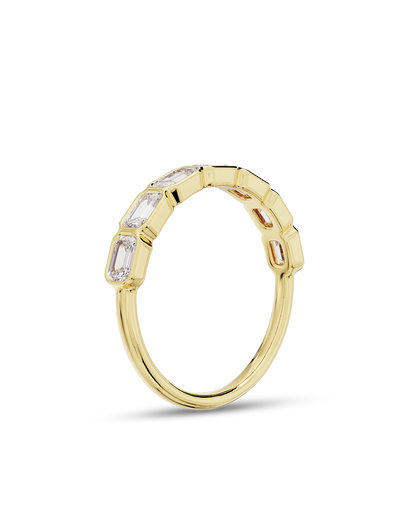 Sena- Emerald Bezel Lab Grown Diamond Wedding Band