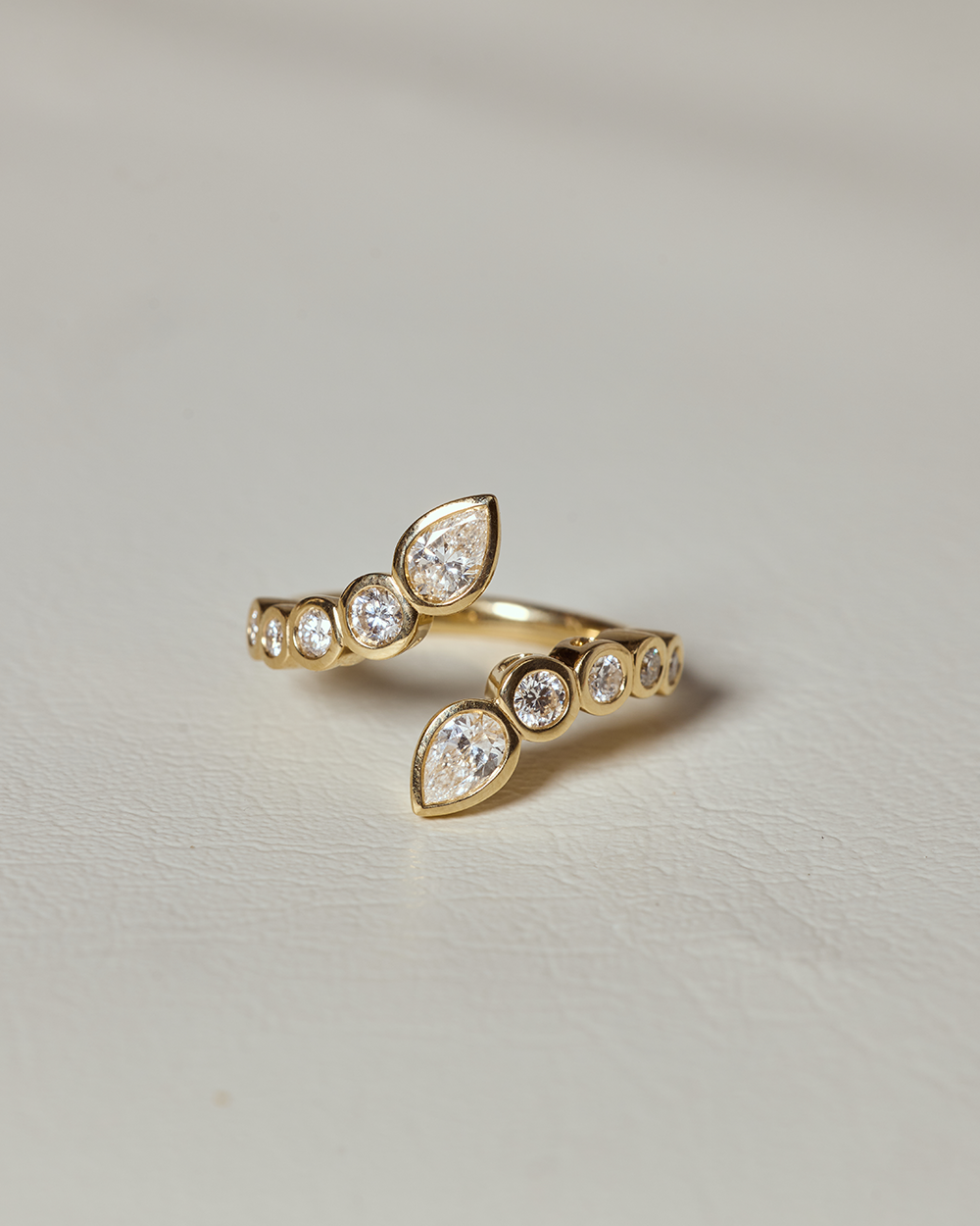 Lena- Round & Pear Open Wrap Bezel Lab Grown Diamond Wedding Band