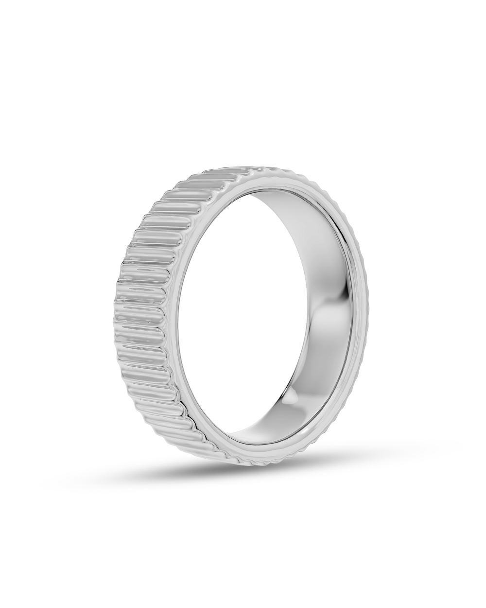 Sterling- Ribbed Band Men's Wedding Band