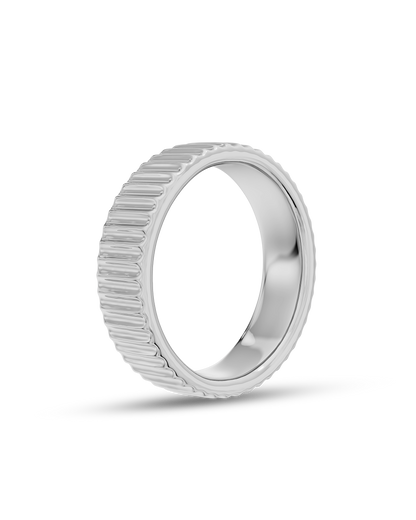 Sterling- Ribbed Band Men's Wedding Band