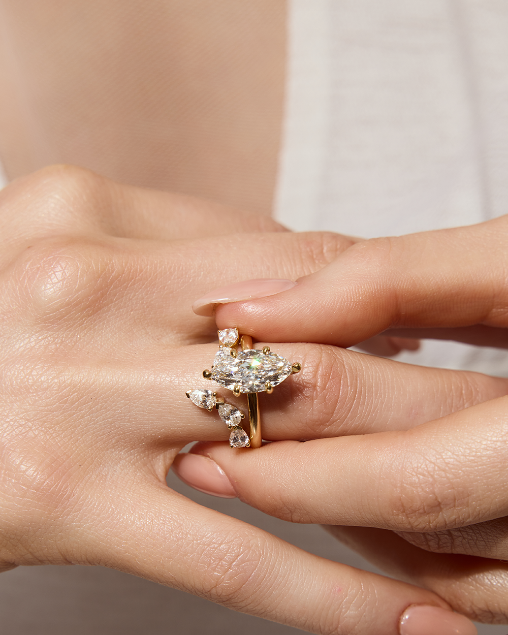 Clara- Pear Open Wrap Lab Grown Diamond Wedding Band
