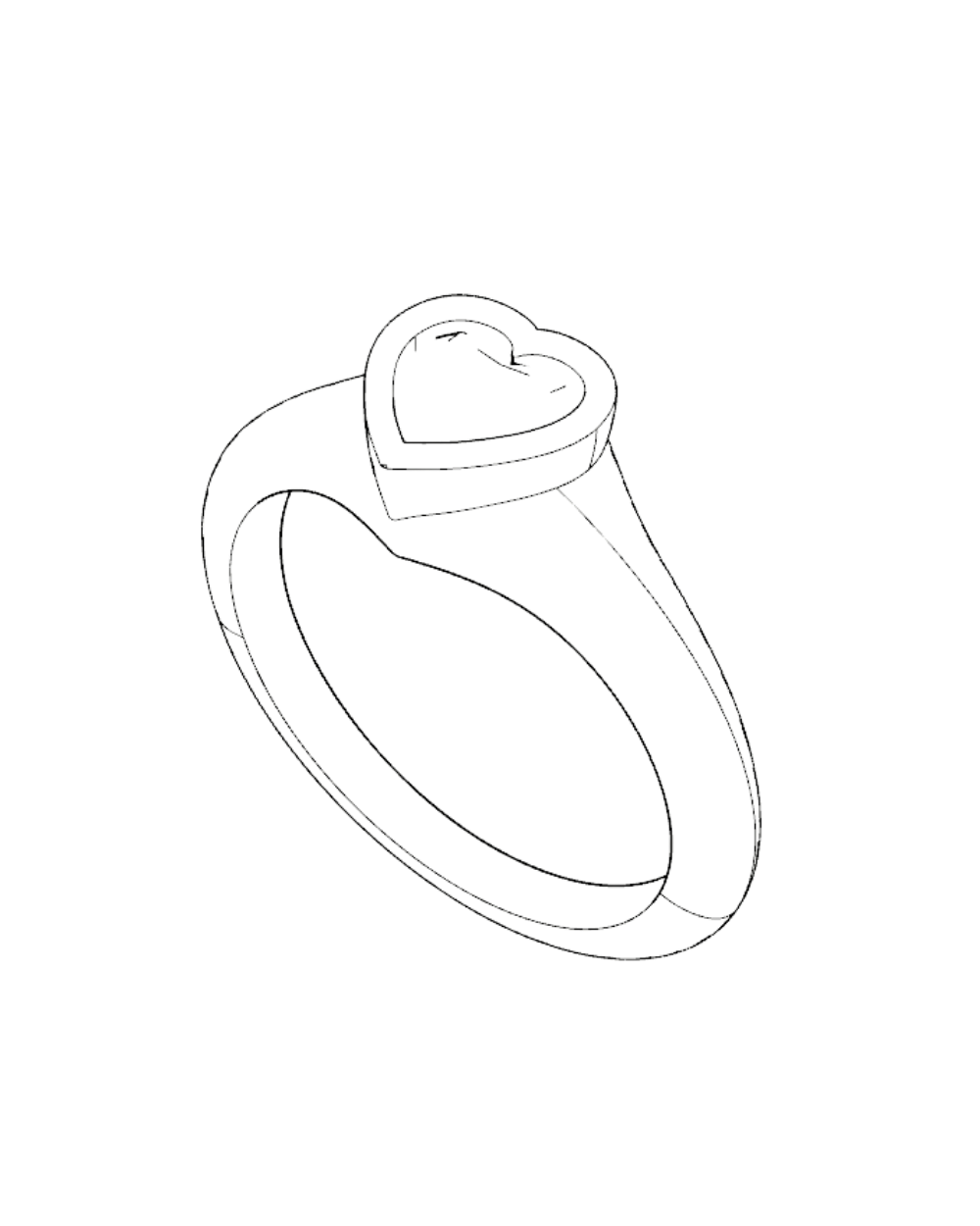 Mimi- Heart Solitaire Signet Lab Grown Diamond Pinky Ring