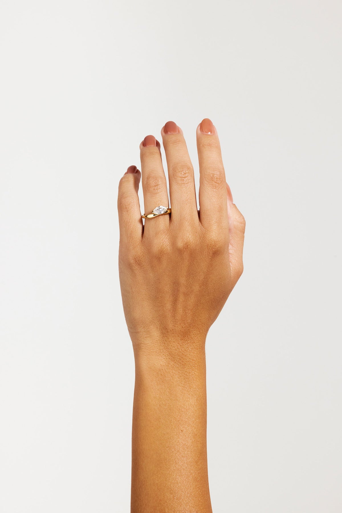 Cosette- East West Marquise Solitaire Signet Style Lab Grown Diamond Engagement Ring
