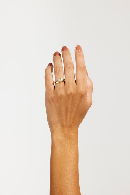 Cosette- East West Marquise Solitaire Signet Style Lab Grown Diamond Engagement Ring