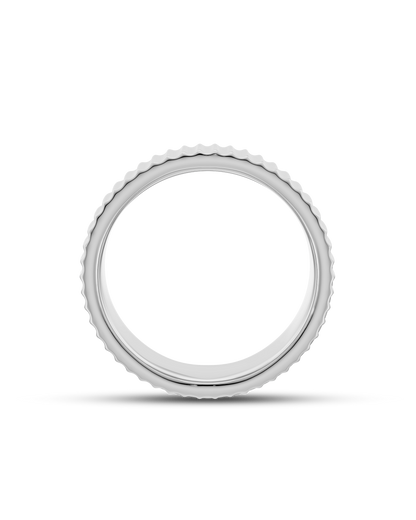 Sterling- Ribbed Band Men's Wedding Band