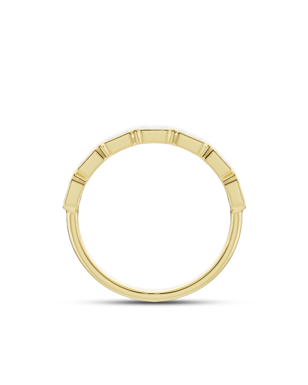 Sena- Emerald Bezel Lab Grown Diamond Wedding Band