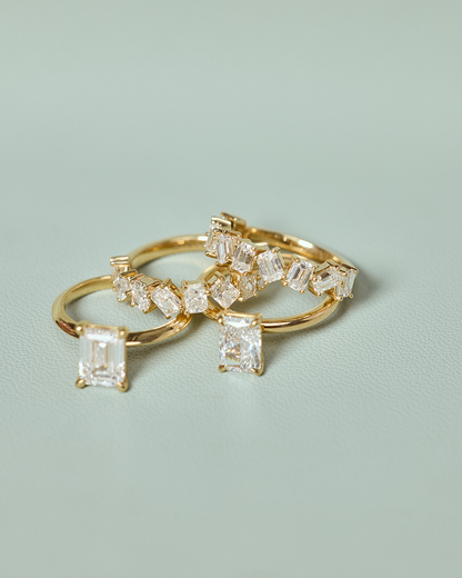 Kira- Emerald Cluster Lab Grown Diamond Wedding Band