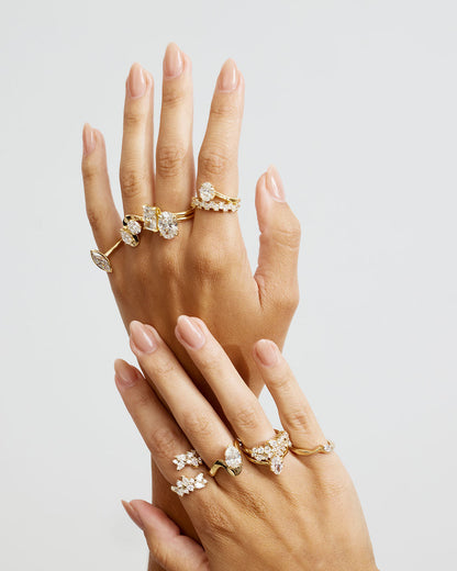 Vera- Pear & Round Cluster Lab Grown Diamond Wedding Band