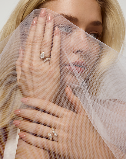 Lena- Round & Pear Open Wrap Bezel Lab Grown Diamond Wedding Band