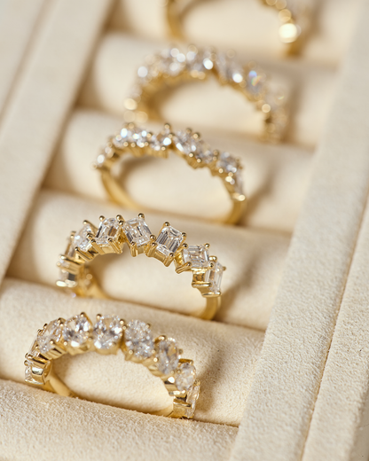 Kira- Emerald Cluster Lab Grown Diamond Wedding Band