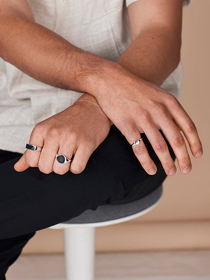 Fifi- Round Style Signet Lab Grown Diamond Pinky Ring