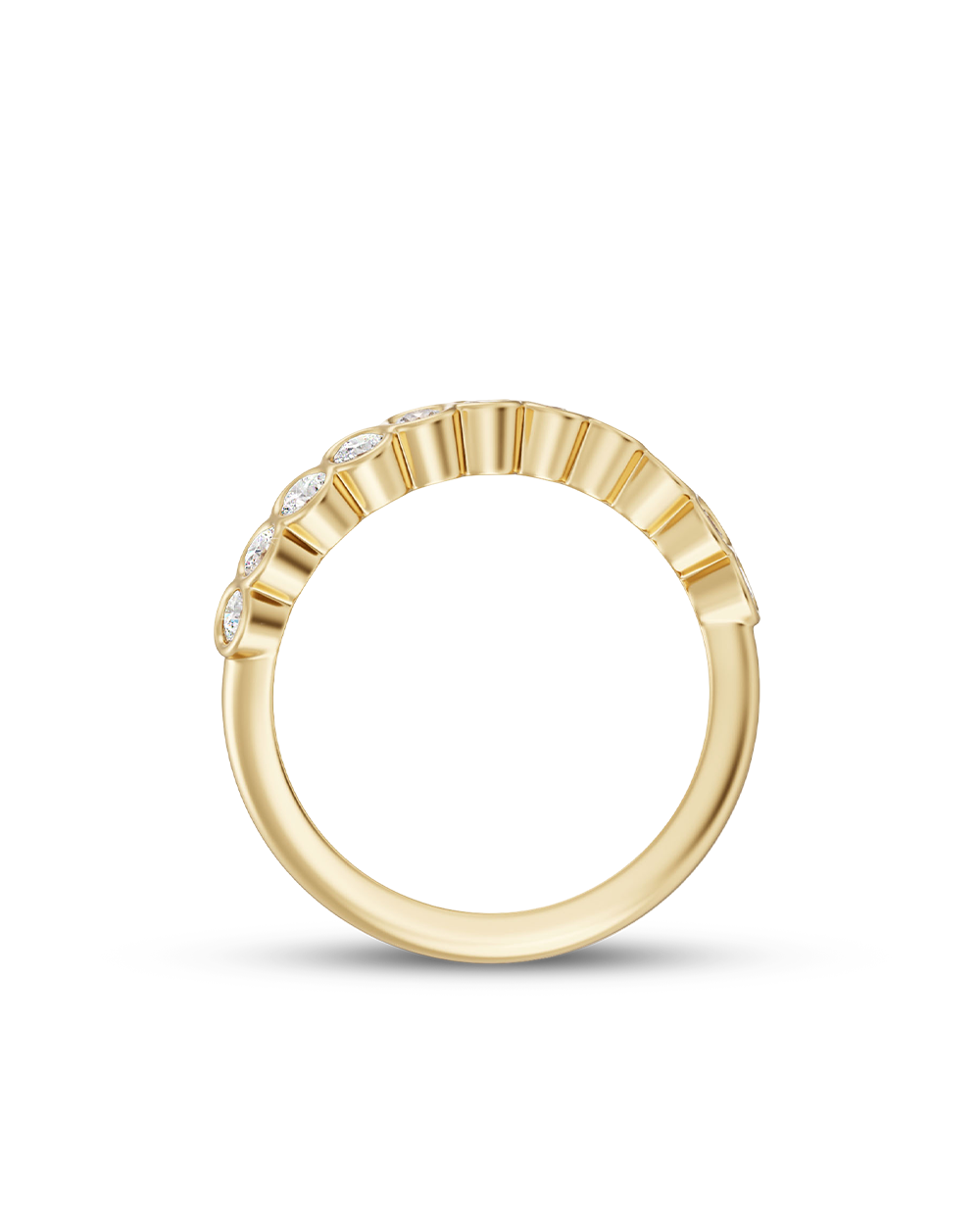 Elise- Round Bezel Curved Lab Grown Wedding Band