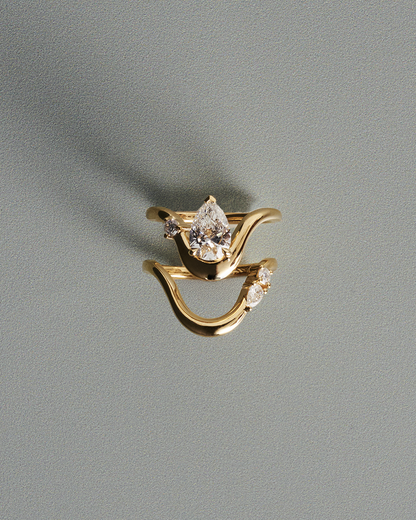 Cleo- Pear & Round Bold Curved Lab Grown Diamond Wedding Band
