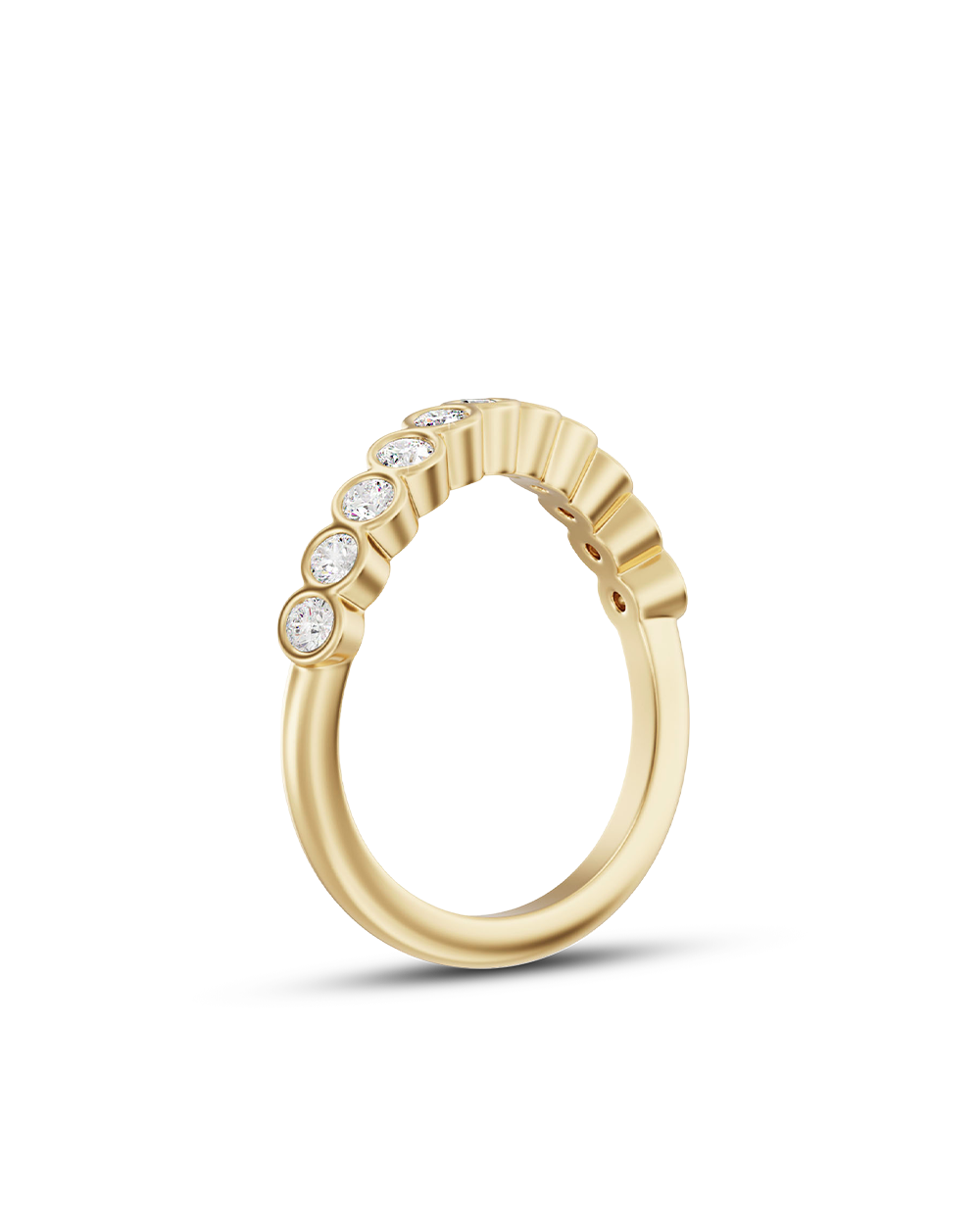 Elise- Round Bezel Curved Lab Grown Wedding Band