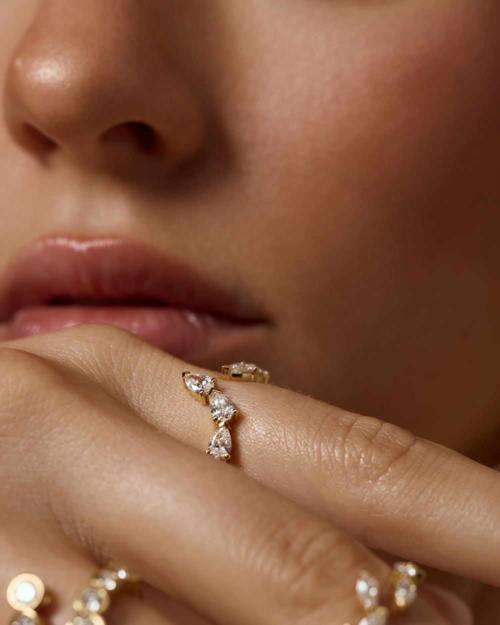 Clara- Pear Open Wrap Lab Grown Diamond Wedding Band
