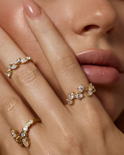 Lena- Round & Pear Open Wrap Bezel Lab Grown Diamond Wedding Band