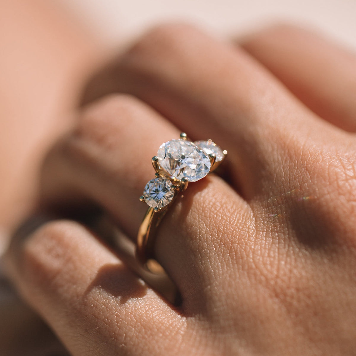 1.91 CT Oval Moissanite Diamond Ring in 10K Yellow Gold – Ready to Ship (US 11)