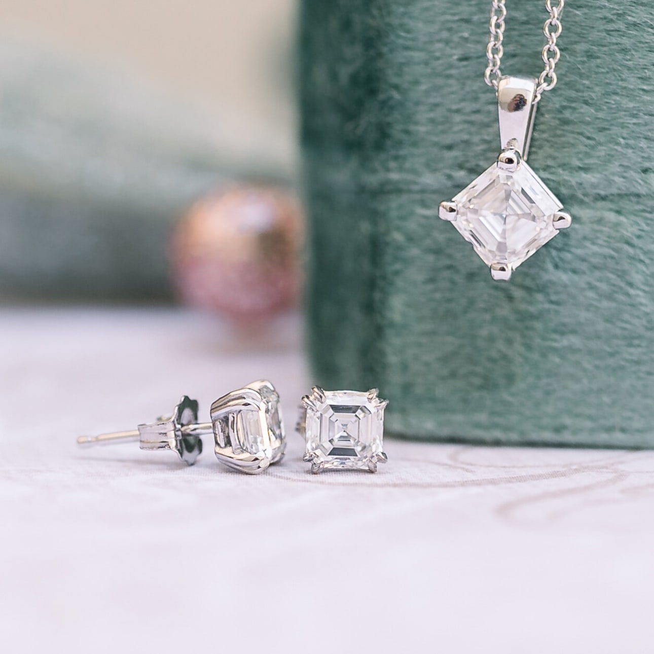 Solitaire Stud Earrings with 1.0 CT-3.0 CT Asscher Cut Moissanite