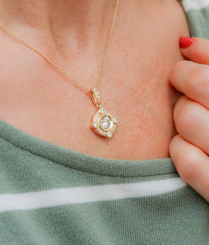 Halo Necklace with 0.50 CT Brilliant Round Cut Moissanite