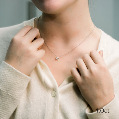 Solitaire Necklace with 0.50 CT Floating Asscher Cut Moissanite