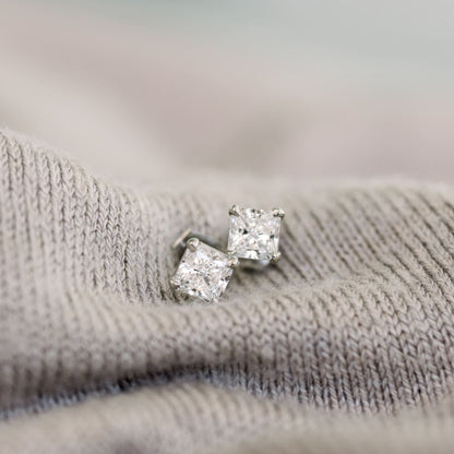 Solitaire Stud Earrings with 1.0 CT-3.0 CT Radiant Cut Moissanite
