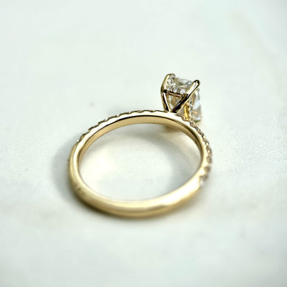 1.20 CT Radiant E/VS1 CVD Diamond Pave Hidden Halo Engagement Ring