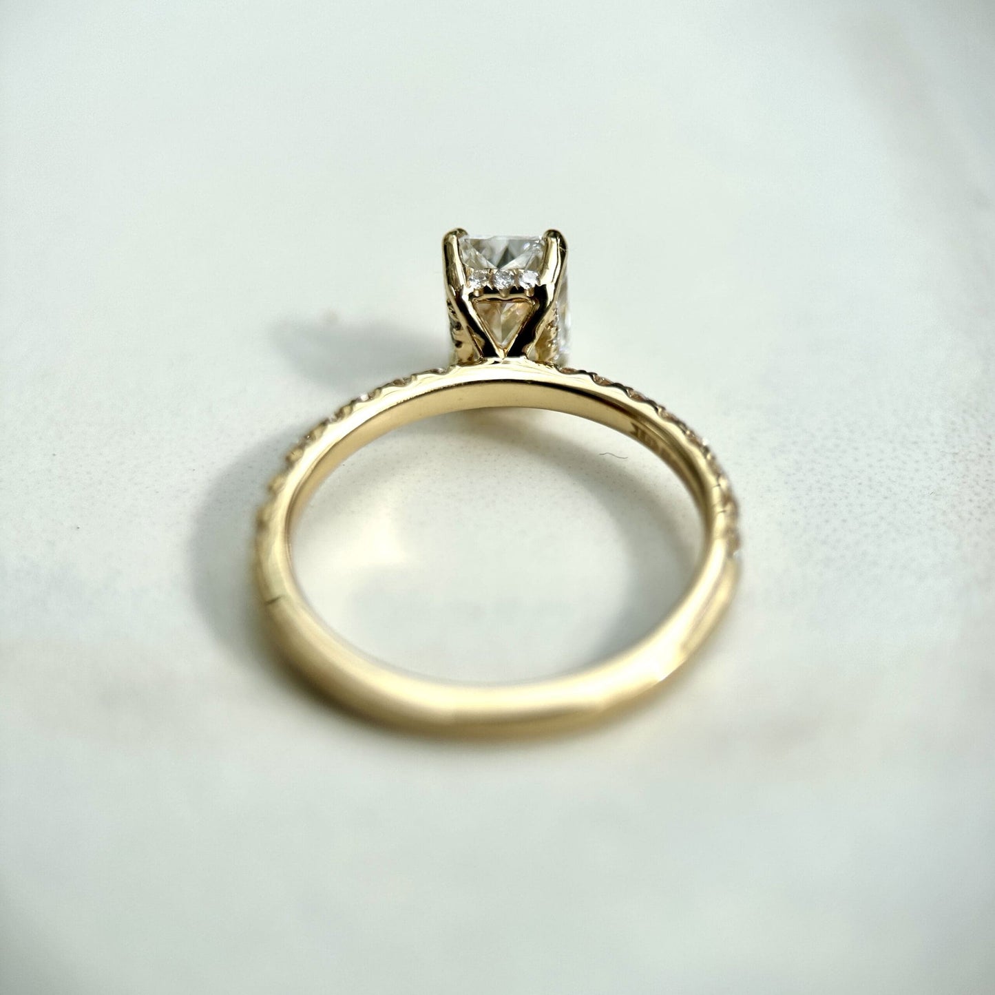 1.20 CT Radiant E/VS1 CVD Diamond Pave Hidden Halo Engagement Ring
