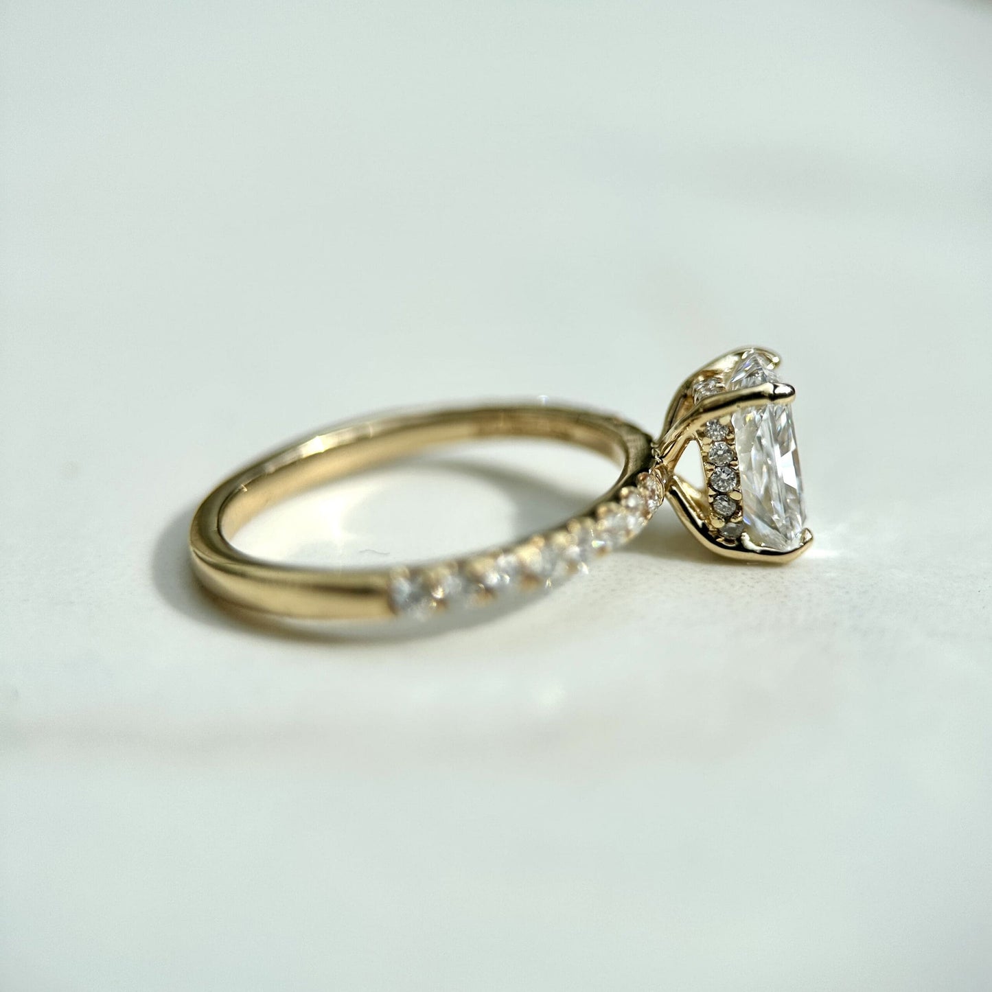1.20 CT Radiant E/VS1 CVD Diamond Pave Hidden Halo Engagement Ring