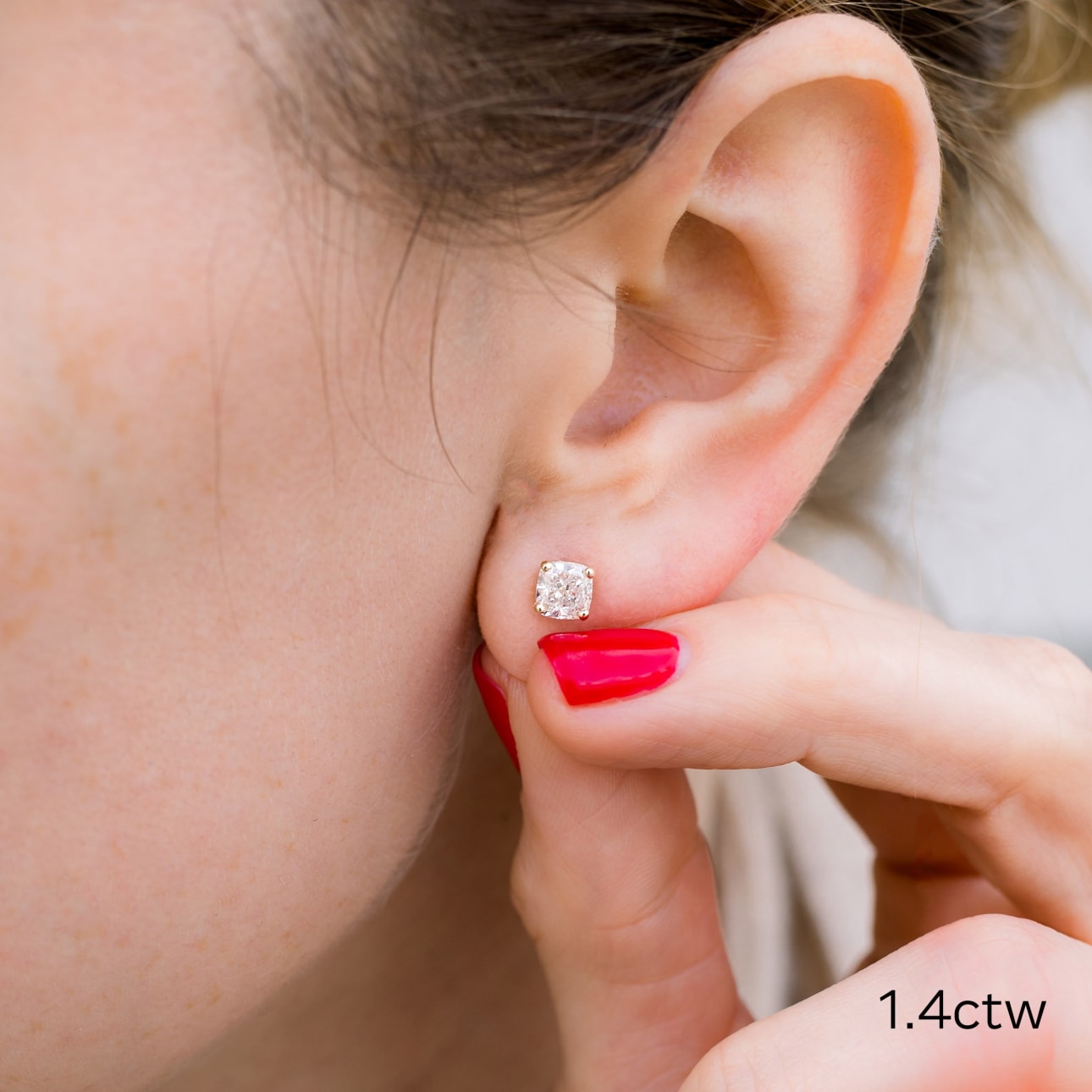 Solitaire Stud Earrings with 1.0 CT-3.0 CT Cushion Cut Moissanite