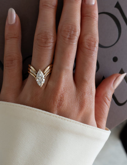 1.0 - 2.0 CT Marquise Shaped Lab Grown Diamond Solitaire Style Bridal Set