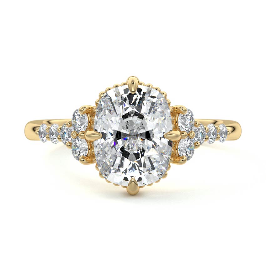 Cluster Ring with 1.30 CT Cushion Cut Moissanite