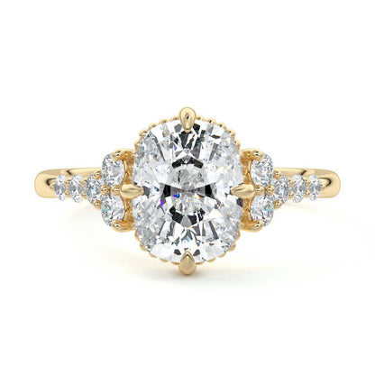 Cluster Ring with 1.30 CT Cushion Cut Moissanite