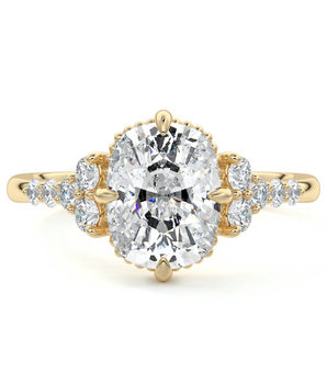 Cluster Ring with 1.30 CT Cushion Cut Moissanite