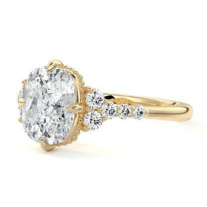 Cluster Ring with 1.30 CT Cushion Cut Moissanite