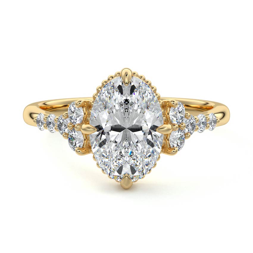 Cluster Ring with 1.50 CT Oval Cut Moissanite