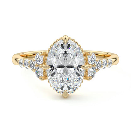 Cluster Ring with 1.50 CT Oval Cut Moissanite