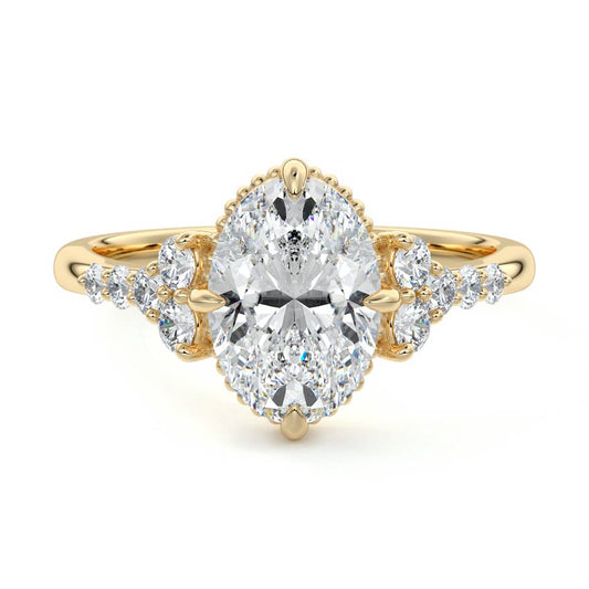 Cluster Ring with 1.50 CT Oval Cut Moissanite