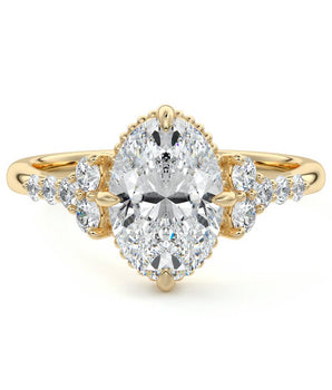 Cluster Ring with 1.50 CT Oval Cut Moissanite
