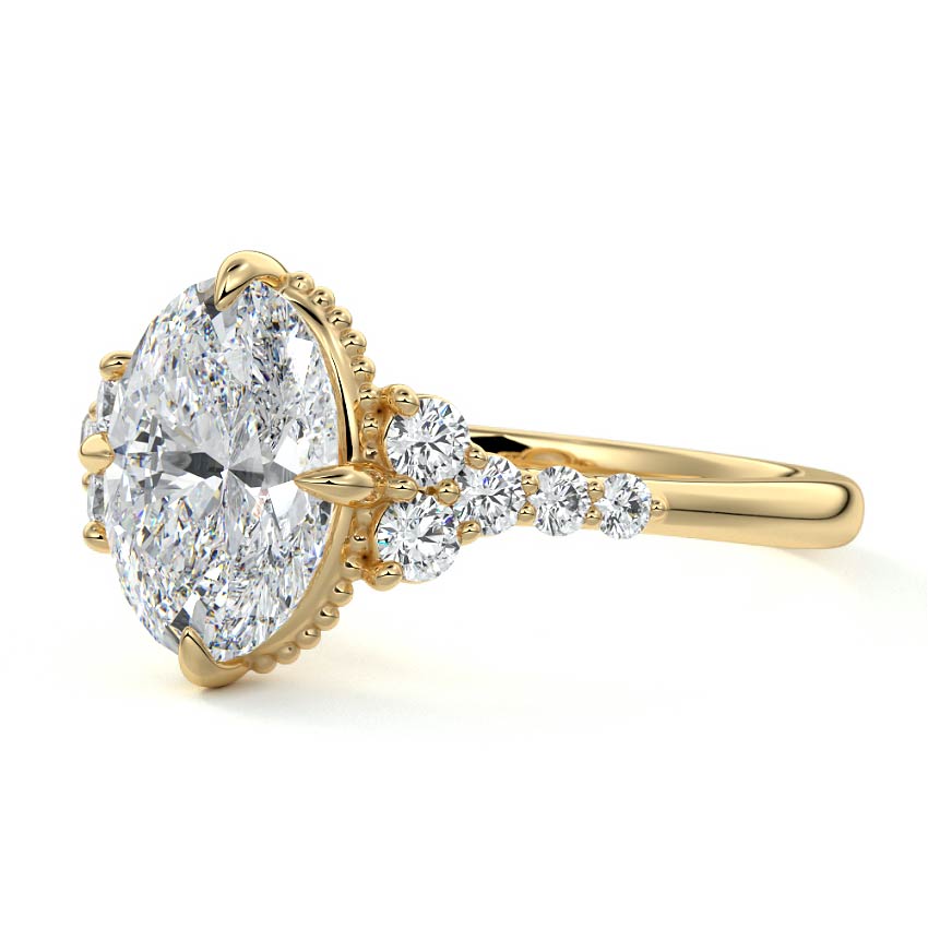 Cluster Ring with 1.50 CT Oval Cut Moissanite