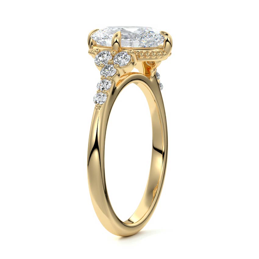 Cluster Ring with 1.50 CT Oval Cut Moissanite
