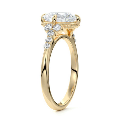 Cluster Ring with 1.50 CT Oval Cut Moissanite