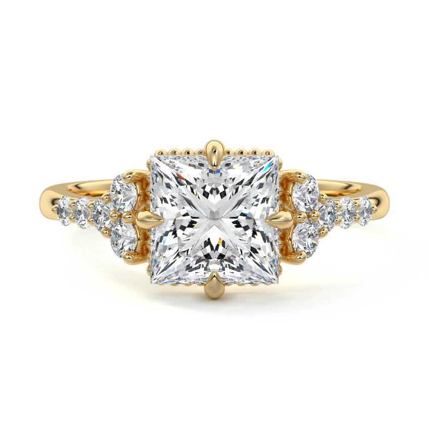 Cluster Ring with 2.0 CT Princess Moissanite